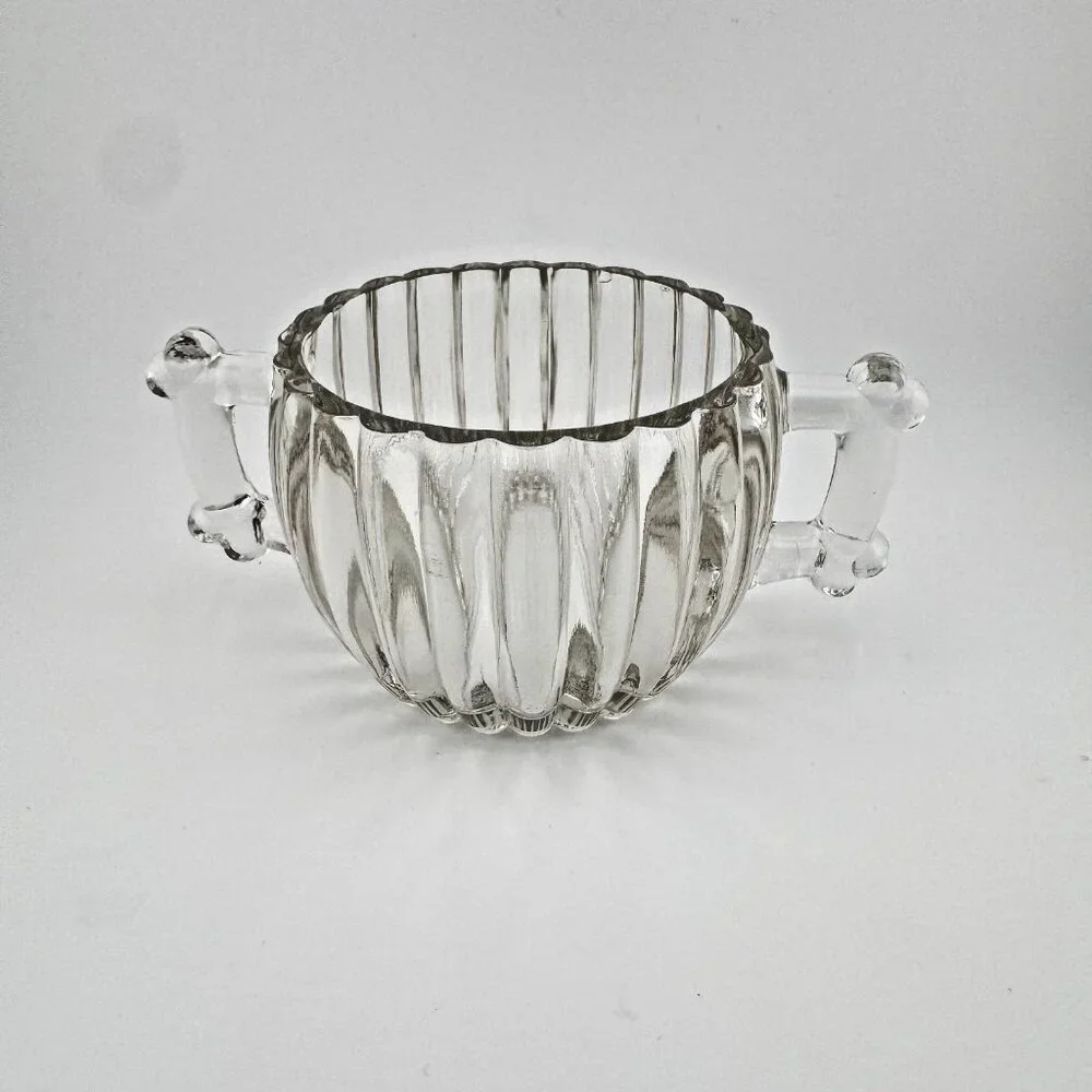 Jeanette Depression Glass National Pattern Open Sugar Bowl Dish Gift Ware Ribbed